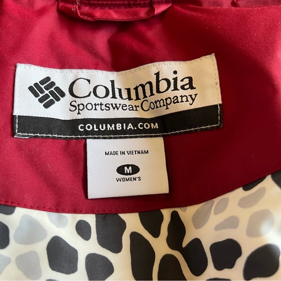 Columbia Sportwear Company Medium Red White Winter Coat Jacket Detachable Hood - Picture 14 of 16